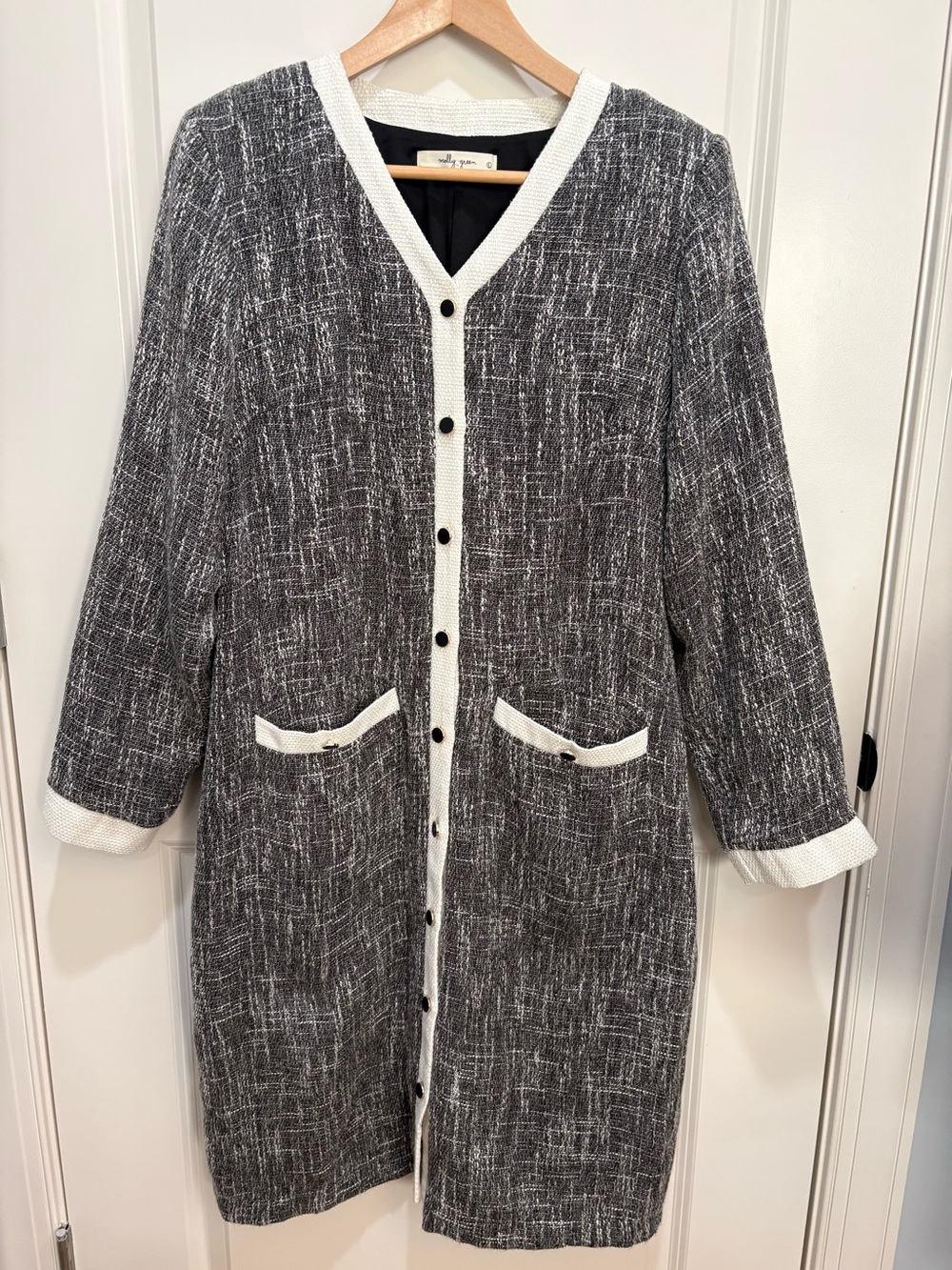 Molly Green Knit Tweed Cardigan Longline Duster